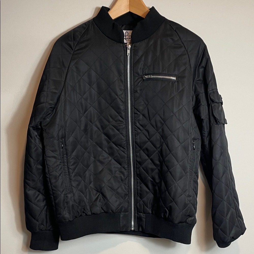 Vintage Lilly Pulitzer Black Quilted Bomber Jacket Women’s M/L Zip Front